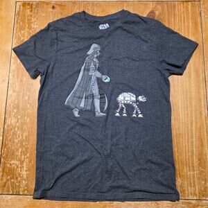 Star Wars Gray T-Shirt Mens Med Darth Vader Walker Graphic Short Sleeve